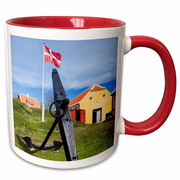3drose, Denmark, Jutland, Skagen, Anchor in a Field, 11oz Two-tone Red Mug