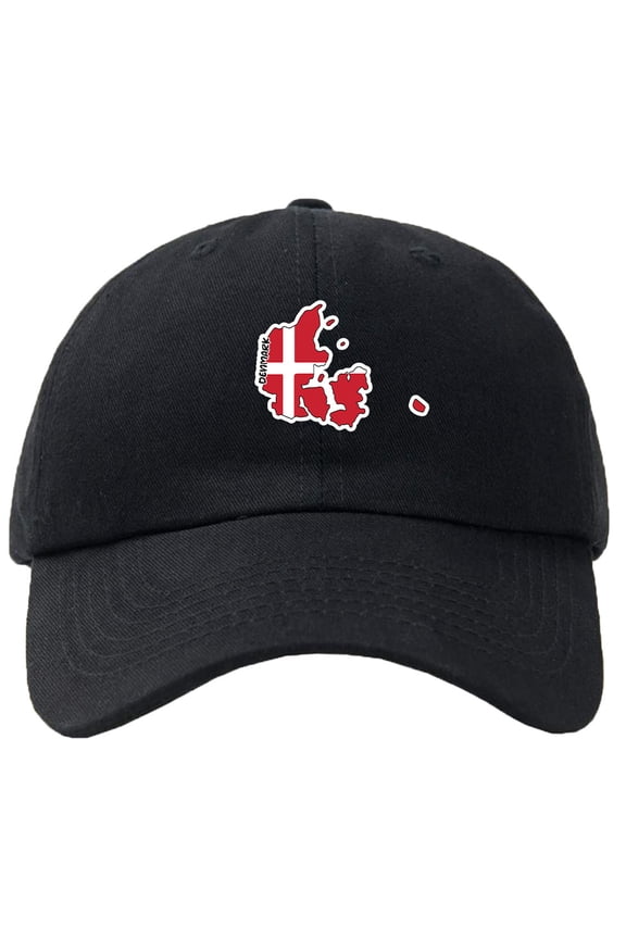 Denmark Map Flag Baseball Cap Hat Hook & Loop Closure - Personalize it!