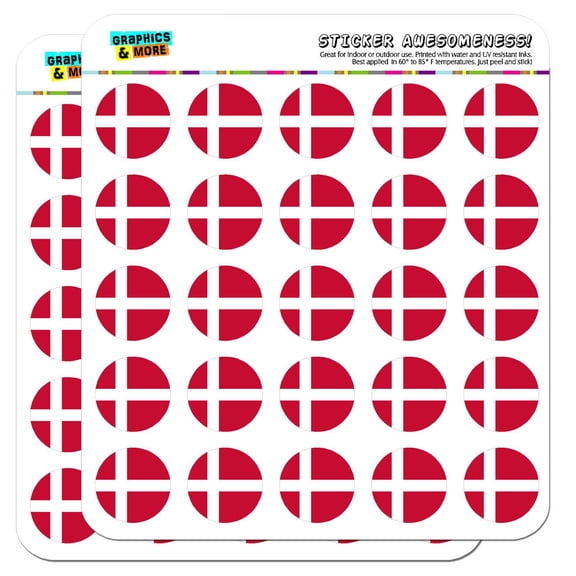 Denmark National Country Flag 1" Scrapbooking Crafting Stickers