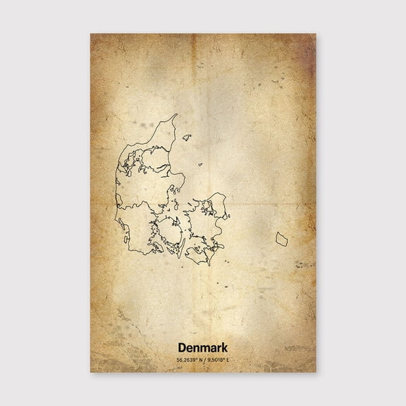 Denmark Print, Danish Gift, Minimalistic Country Map Poster, DK Line Art, Minimalist posterfor Living Room Bedroom Office Farmhouse Neutral Home Artwork Ready to Hang 8x12 inch