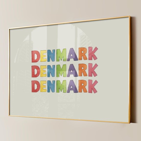 Denmark Print Rainbow Wall Art Danish Pastel Scandi Decor Nursery Art Kids Room Poster Print Wall Art