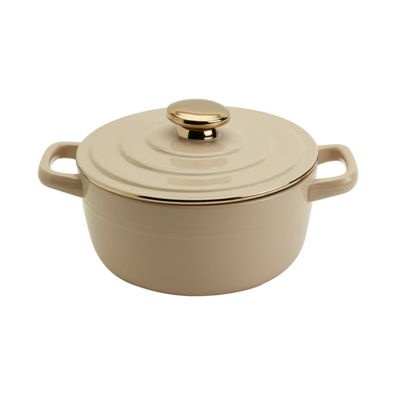Denmark Tools for Cooks 2-Quart Stoneware Casserole Pan Baking Dish with Lid, Cappuccino