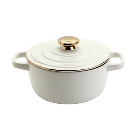Denmark Tools for Cooks 2-Quart Stoneware Casserole Pan Baking Dish with Lid, White