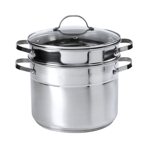 Denmark Tools for Cooks 3 Piece Stainless Steel Multi Cooker Large Stock Pot with Glass Lid, 8 Quart