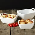thumbnail image 1 of Denmark Tools for Cooks 3 Piece Stoneware Baking Dish Serving Bowls Set with Handles, White, 1 of 8