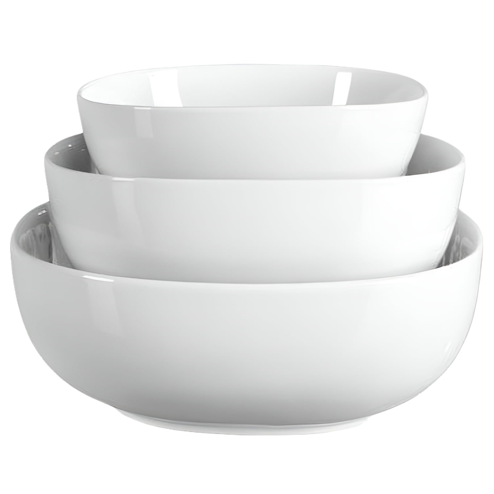 White Ceramic Microwave Safe Serving Bowl Set, 3 Piece