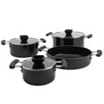 thumbnail image 1 of Denmark Tools for Cooks 7 Piece Ceramic Nonstick Aluminum Nesting Cookware Set Pots Pans, Black, 1 of 13