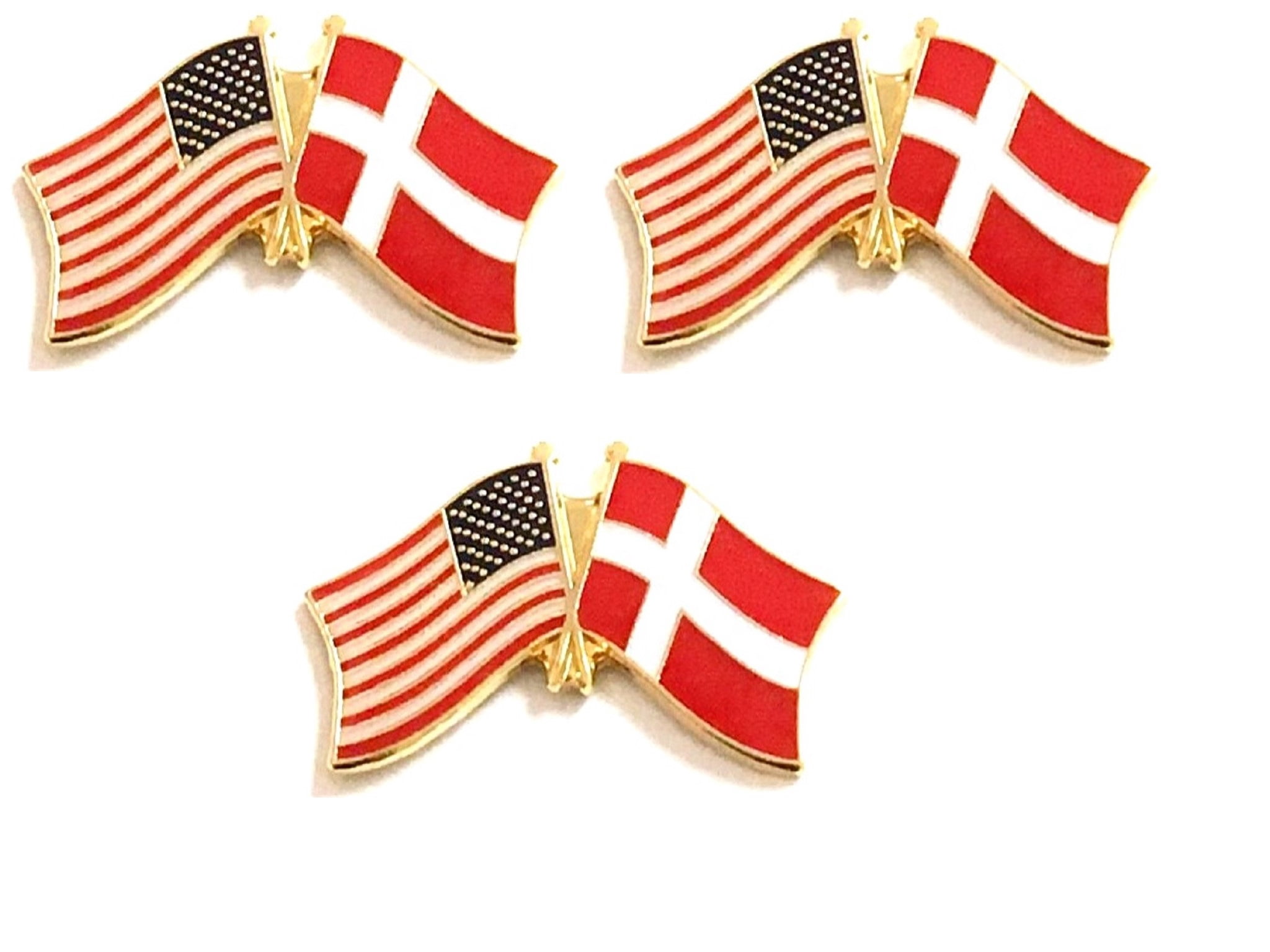 Denmark & US Crossed Double Flag Lapel Pins, Pack of 3 - Walmart.com