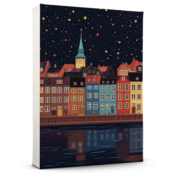 Denmark country Travel Canvas Art Print, Denmark Wall Canvas Starry Night, Denmark country Canvas Painting decorDenmark Travel Picture -97AZ371