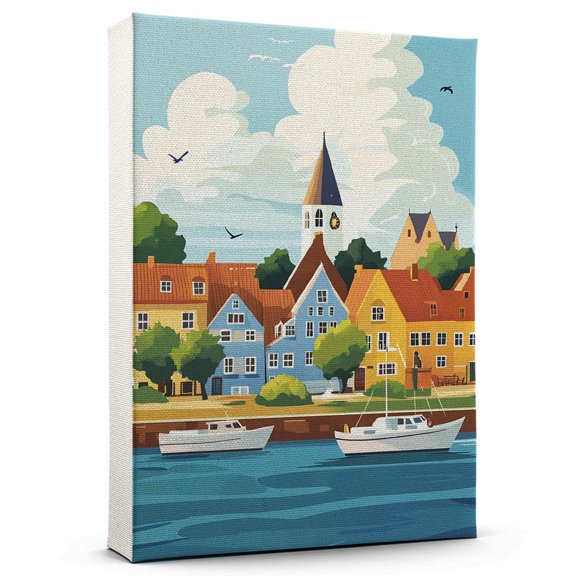 Denmark country Travel Canvas, Vintage City Canvas Denmark Canvas Wall Art, Denmark country Canvas Colorful, Denmark Picture Canvas - 104AZ381
