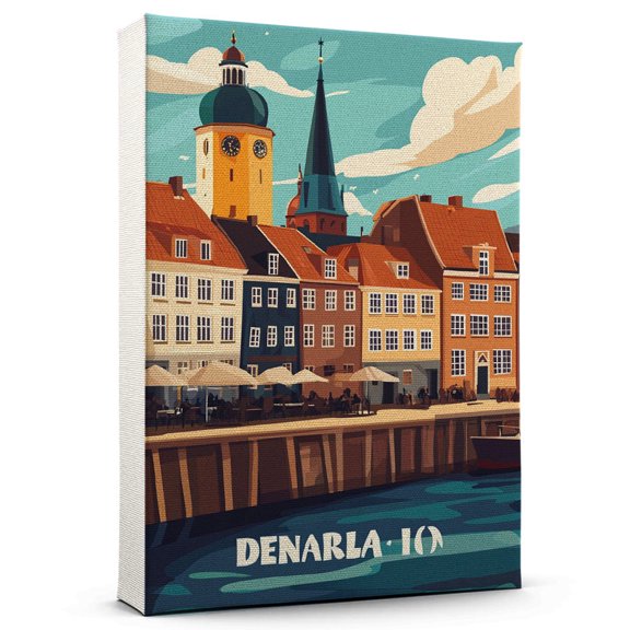 Denmark country Vintage Travel Canvass, Denmark Canvas Wall Art, Denmark country Canvas Wall Art, Denmark Wall Art Picture Print Decor - 105AZ381