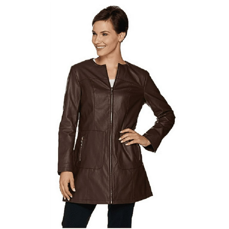 Dennis basso faux leather on sale jacket