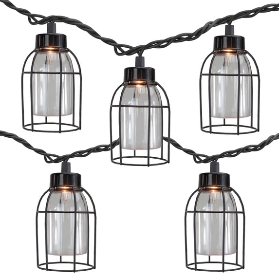 Dennis East 10 Count Vintage Style Edison Cage Novelty String Lights, 6.5 ft Black Wire