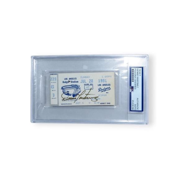 Dennis Martinez Autographed Ticket Stub Dodgers No-Hitter 7/28/91 PSA Encased