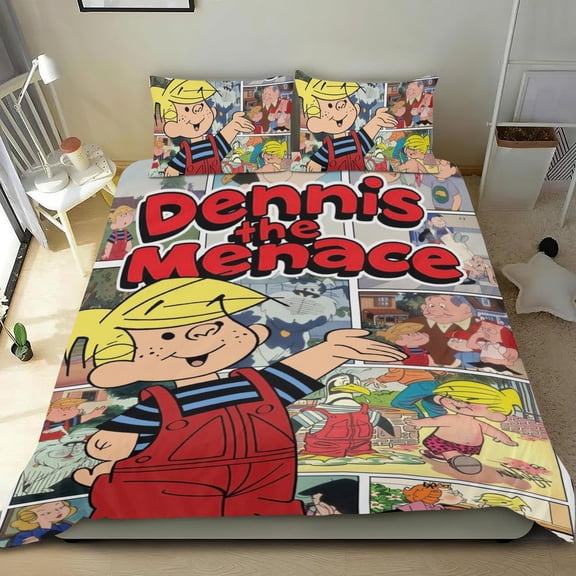 Dennis the Menace Themed Bed Sheet Set Three Piece Set 36x75 Inches Comfortable And Skin Friendly Unique Design Creating A Star Studded Night Home Decor Gifts For Family Friends fans