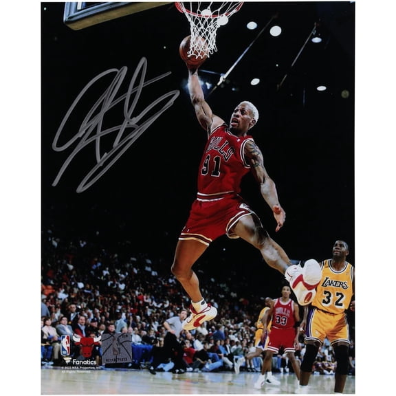 Dennis Rodman Chicago Bulls Autographed 8" x 10" Rebound vs. Los Angeles Lakers Photograph - Fanatics Authentic Certified