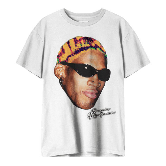 Dennis Rodman Multicolor Hair White Small T-Shirt