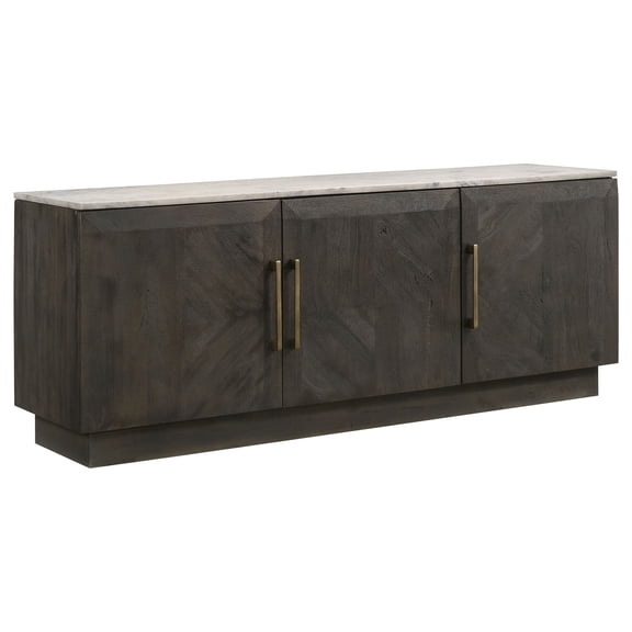 Coaster Dennis 3-Door Marble Top Sideboard Buffet, Tobacco Grey