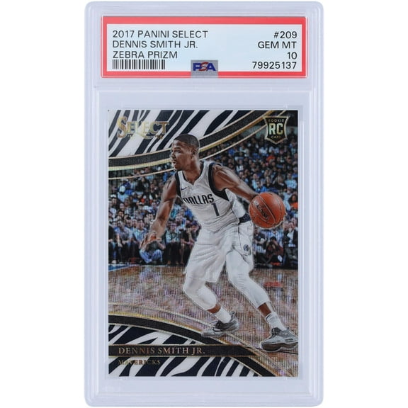 Dennis Smith Jr. Dallas Mavericks 2017-18 Panini Select Zebra Prizm #209 PSA Authenticated 10 Rookie Card - Fanatics Authentic Certified