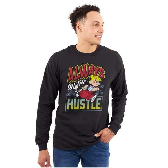 Dennis The Menace Always Hustle Men's Long Sleeve Tee T Shirt Brisco Brands L