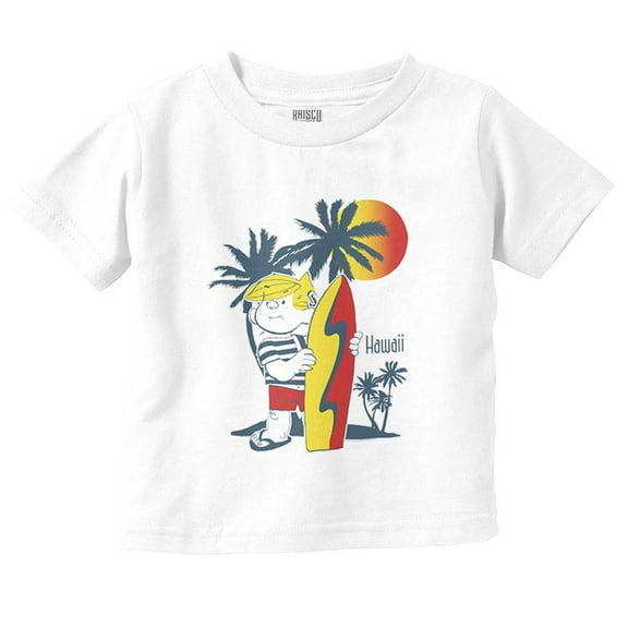 Dennis The Menace Hawaii Surfer Toddler Boy Girl T Shirt Infant Toddler Brisco Brands 4T