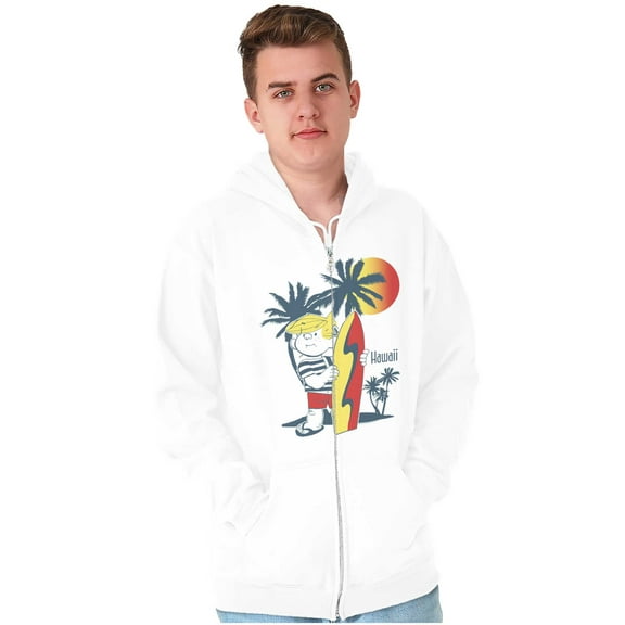 Dennis The Menace Hawaii Surfer Unisex Fleece Graphic Zip Up Hoodie Brisco Brands 5X