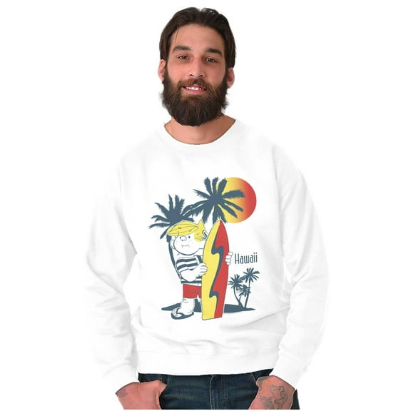 Dennis The Menace Hawaii Surfer Unisex Plus Fleece Graphic Sweatshirt Brisco Brands 3X