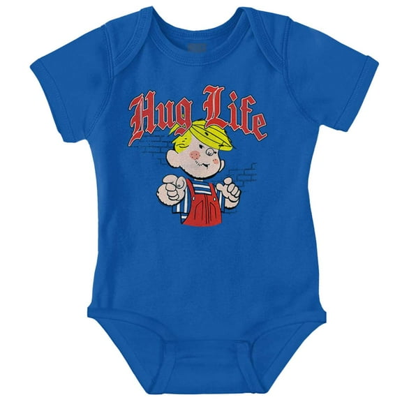 Dennis The Menace Hug Life Joke Romper Boys or Girls Infant Baby Brisco Brands NB