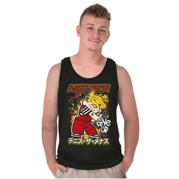 Dennis The Menace Kanji Never Give Up Tank Top T Shirts Men Women Brisco Brands S