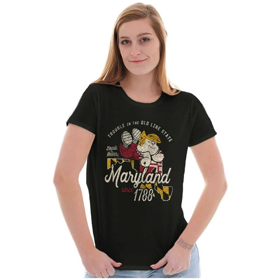Dennis The Menace Maryland State Womens Slim Fit Graphic Tee Brisco Brands S