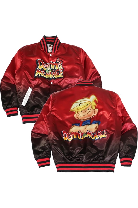 Dennis The Menace Men's Headgear Classics Gradient Satin Jacket (X-Large, Red/Black)