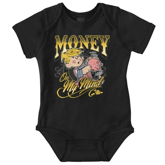 Dennis The Menace Money On My Mind Romper Boys or Girls Infant Baby Brisco Brands 6M