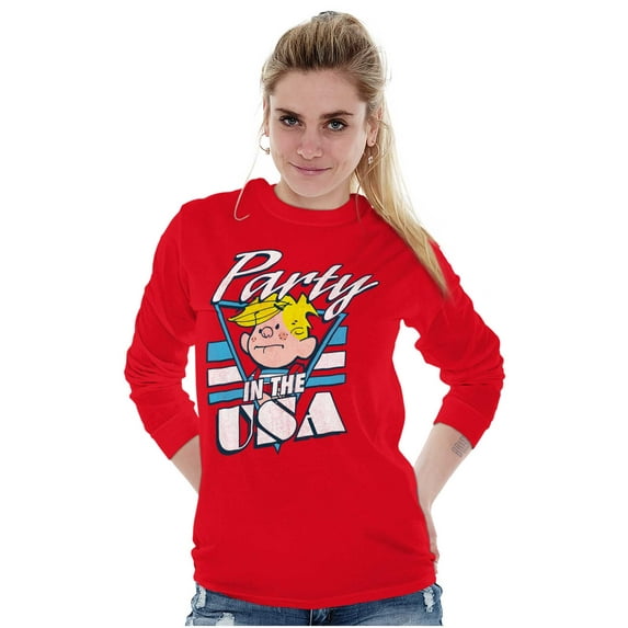 Dennis The Menace Party in the USA Long Sleeve TShirt Men Women Brisco Brands X