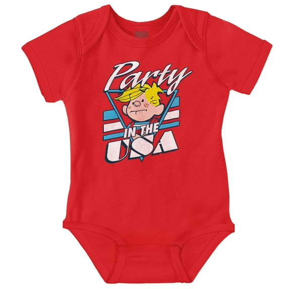 Dennis The Menace Party in the USA Romper Boys or Girls Infant Baby Brisco Brands 24M