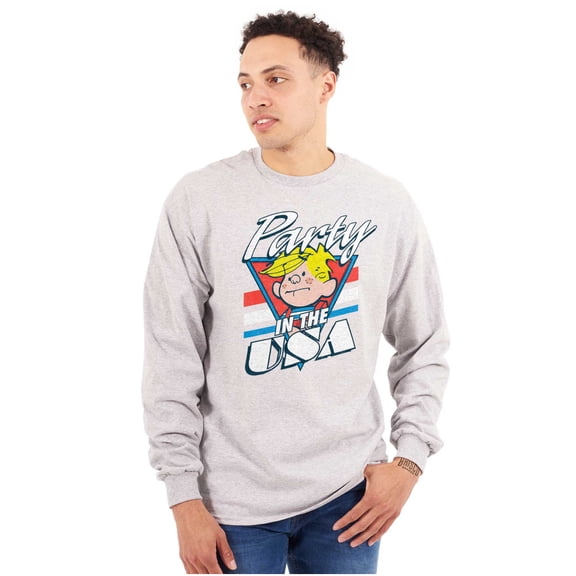 Dennis The Menace Party in the USA Unisex Plus Size Long Sleeve Shirt Brisco Brands 3X