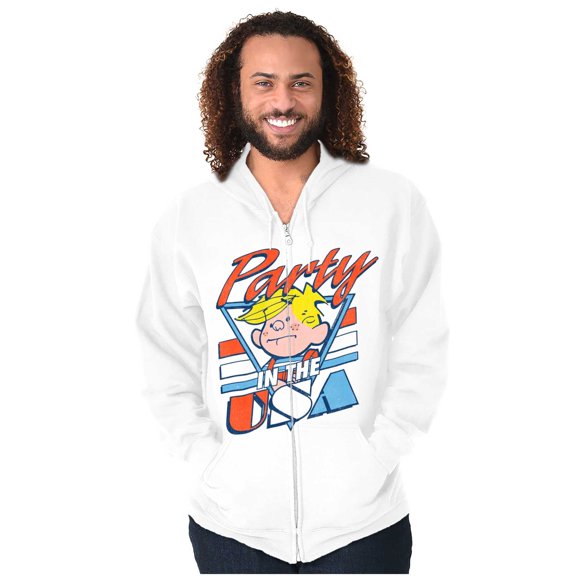 Dennis The Menace Party in the USA Unisex Plus Size Zip Hoodie Brisco Brands 5X