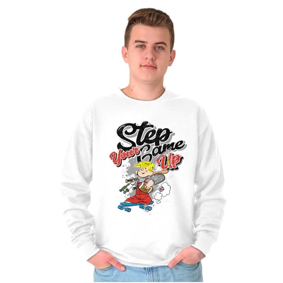 Dennis The Menace Step Your Game Up Men's Crewneck Sweatshirt Brisco Brands S