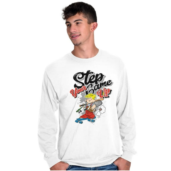 Dennis The Menace Step Your Game Up Men's Long Sleeve Tee T Shirt Brisco Brands S
