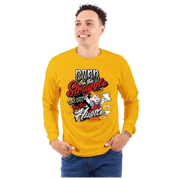 Dennis The Menace Struggle and Hustle Men's Long Sleeve Tee T Shirt Brisco Brands 3X