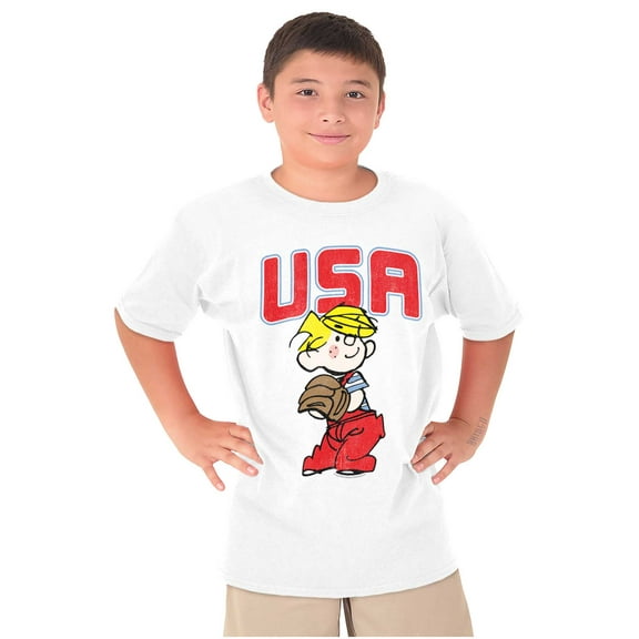 Dennis The Menace USA Baseball Crewneck T Shirts Boy Girl Teen Brisco Brands S