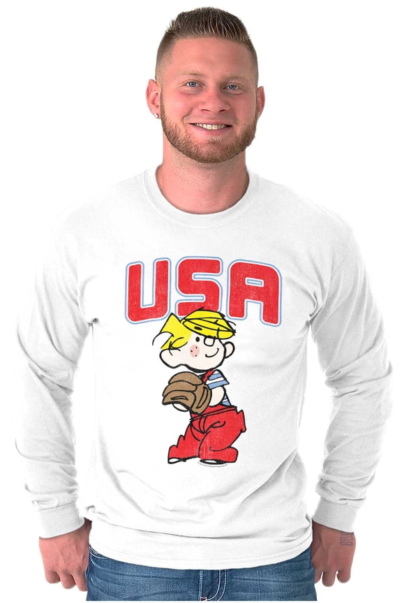 Dennis The Menace USA Baseball Long Sleeve TShirt Men Women Brisco Brands S