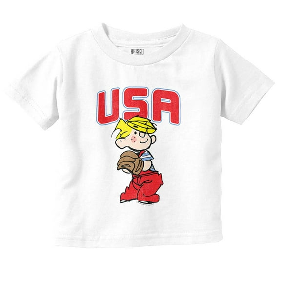 Dennis The Menace USA Baseball Toddler Boy Girl T Shirt Infant Toddler Brisco Brands 6M
