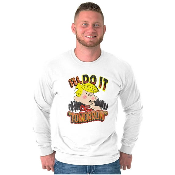 Dennis The Menace Will Do It Tomorrow Men's Long Sleeve Tee T Shirt Brisco Brands M