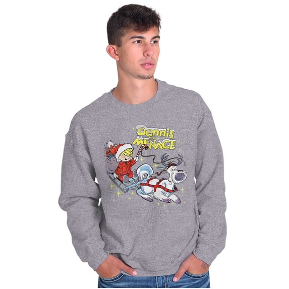 Dennis The Menace Winter Sleigh Ride Unisex Plus Size Sweatshirt Brisco Brands 3X