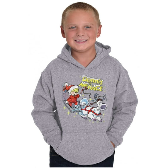 Dennis The Menace Winter Sleigh Ride Youth Hoodie Boy Girl Teen Brisco Brands XS