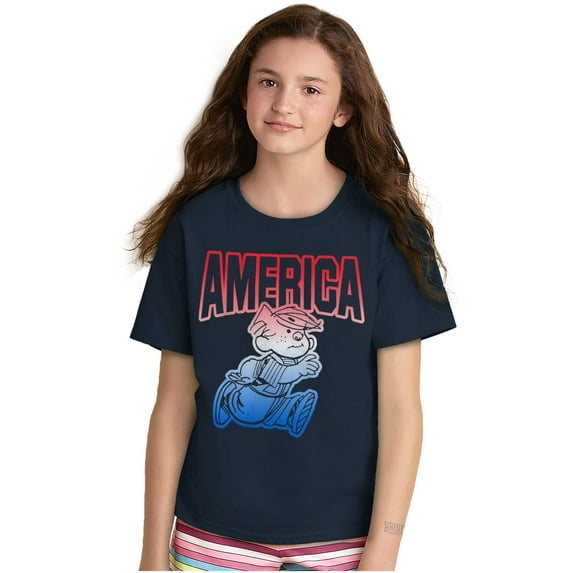 Dennis the Menace American Patriot Crewneck T Shirts Boy Girl Teen Brisco Brands M