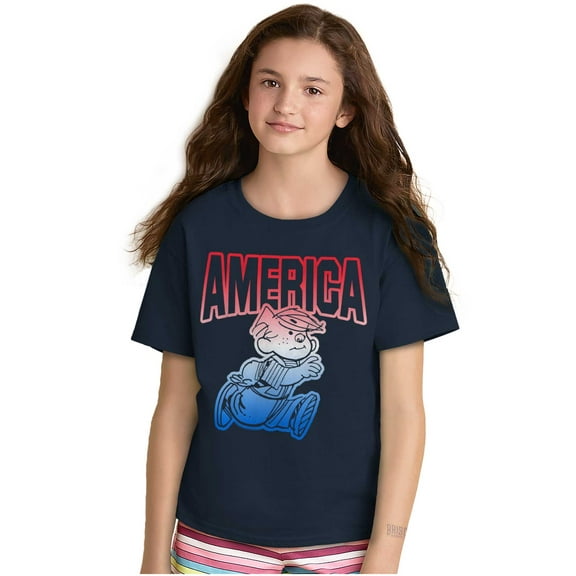 Dennis the Menace American Patriot Crewneck T Shirts Boy Girl Teen Brisco Brands S