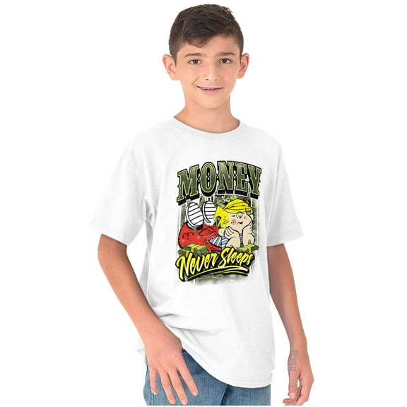 Dennis the Menace Money Never Sleeps Boys Kids T Shirt Tees Tops Teen Brisco Brands L