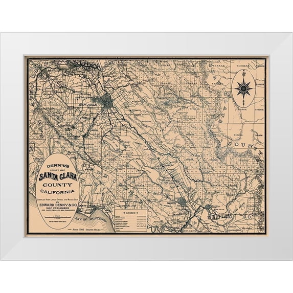 Denny 14x11 White Modern Wood Framed Museum Art Print Titled - Santa Clara California - Denny 1913