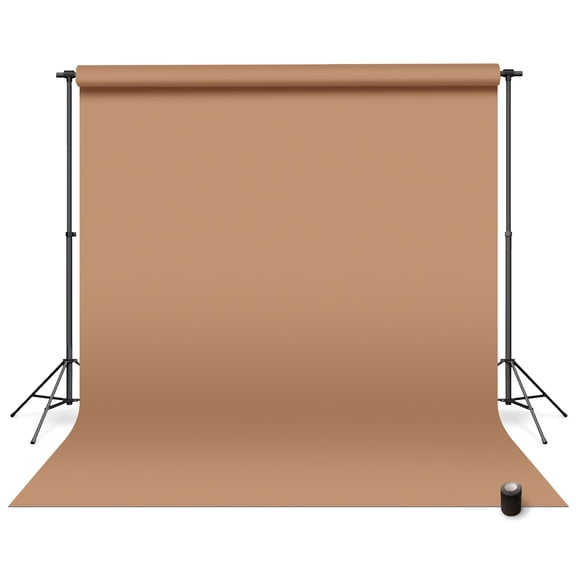 Denny Manufacturing - Seamless Paper Backdrop for Photography, Brown Seamless Paper Roll - Brown Latte (86 in x 36 ft) Includes Free Roll Black Gaffer Tape (2 in x 13 ft)